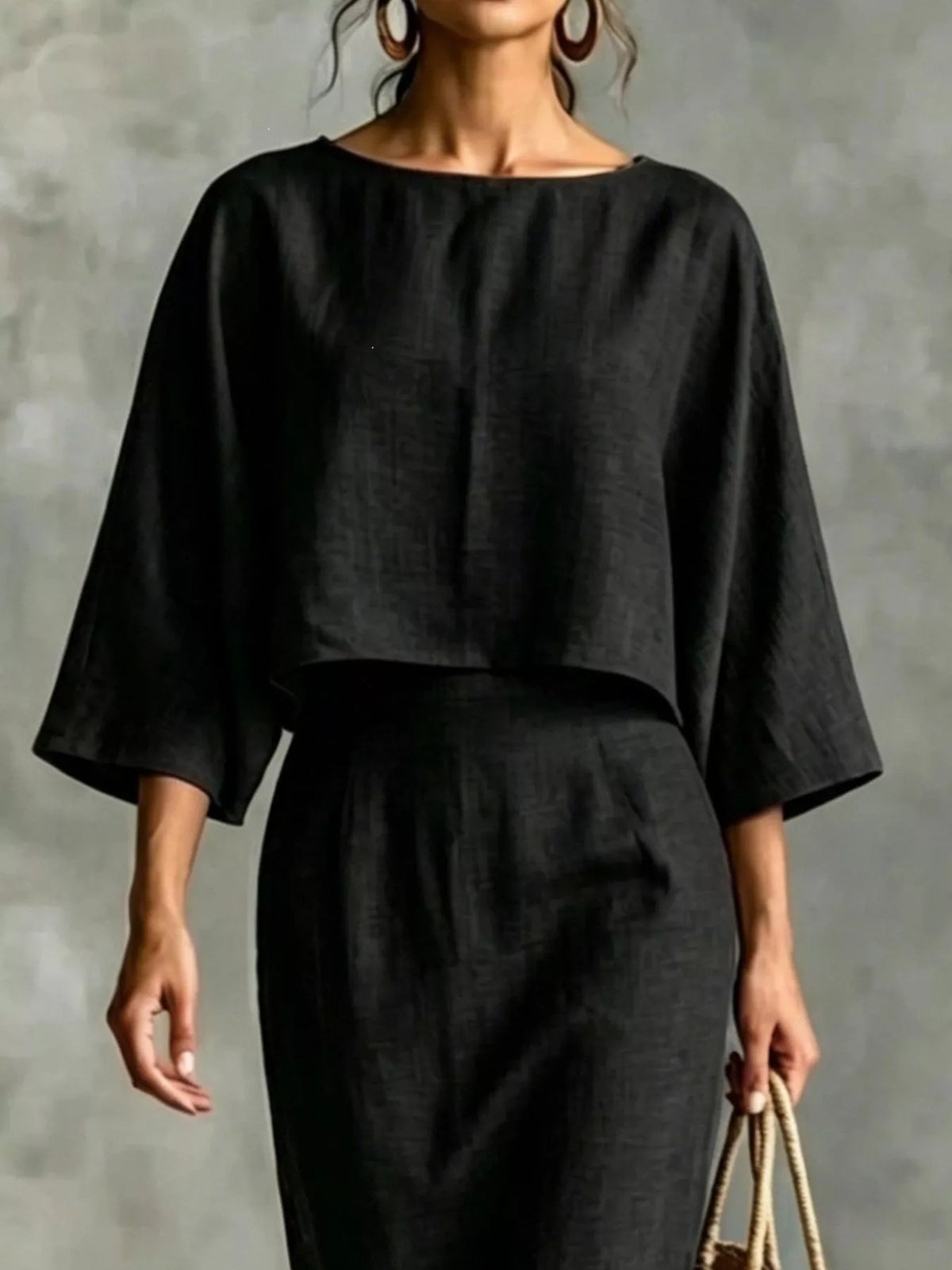 Full Size Solid Color Cropped Top and Midi Skirt Set Plus Size