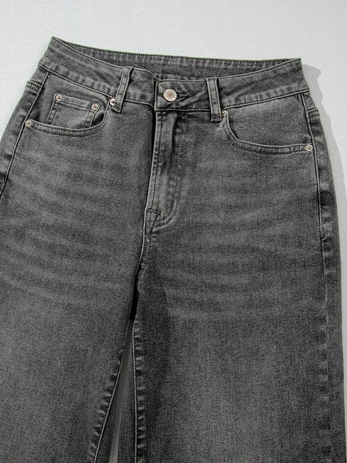 Raw Hem Unique Cuffs Straight High Rise Loose Jeans