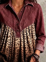 Full Size Leopard Button Detail Blouse Plus Size
