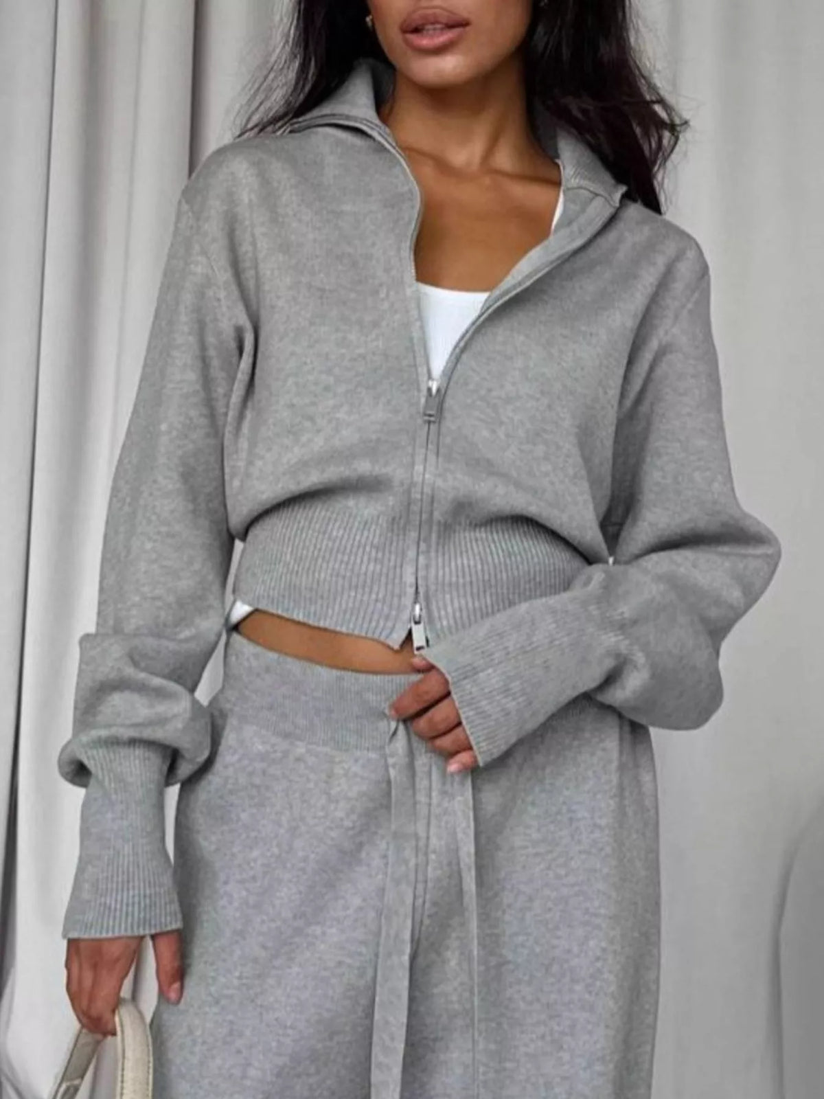 Zip-Up Outerwear andDrawstring Pants Set