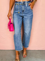 Seam Detail Loose Fit Cropped Jeans
