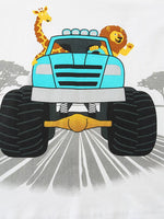 Kids' Monster Truck and Animal Graphic Tee and Shorts Pajama Set