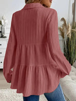 Striped Button-Down Tiered Shirt