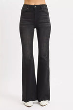 RISEN Full Size High Rise Flare Raw Cut Hem Jeans Plus Size