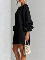 3D Floral 3/4 Sleeve Mini Dress