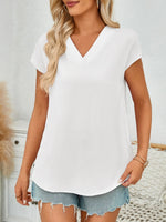 V-Neck Cap Sleeve Blouse