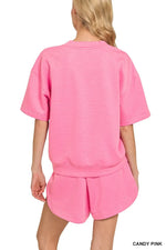 Zenana Scuba Short Sleeve Top & Shorts Set