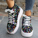 Sequin Round Toe Platform Sneakers