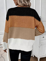 Color Block Round Neck KnitSweater