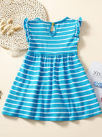Children's Striped Animal Print Ruffle Sleeve Dress