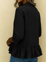 Full Size Ruffled V-Neck Long Sleeve Blouse Plus Size