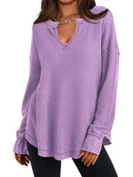 Waffle Knit Long Sleeve Sweatshirt