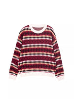 Geometric Pattern Round Neck Sweater