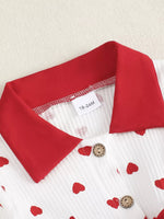Children's Heart Print Tiered Dress and Belt Set