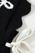 Bow Side Ties Scalloped Hem Cap Sleeve Sweater