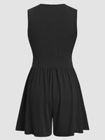 Ruched Plunge Sleeveless Romper