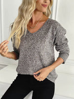 Casual V-Neck Drop Shoulder Sweater
