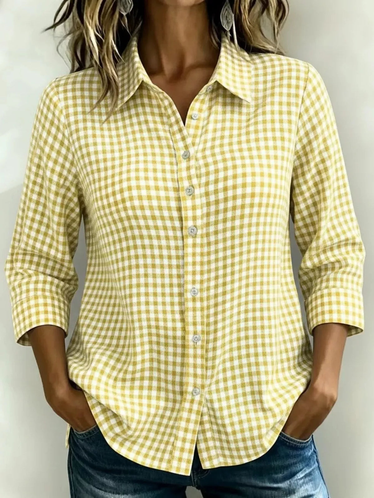 Full Size Plaid Collared Neck Button Up Shirt Plus Size
