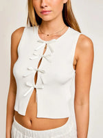 Bow Round Neck Cropped Tank