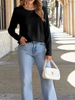 Asymmetric Seam Detail Long Sleeve Top