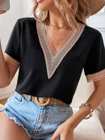 Full Size V-Neck Short Sleeve Blouse Plus Size