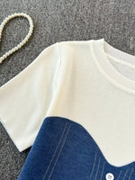 Color Block Short Sleeve Knit T-Shirt