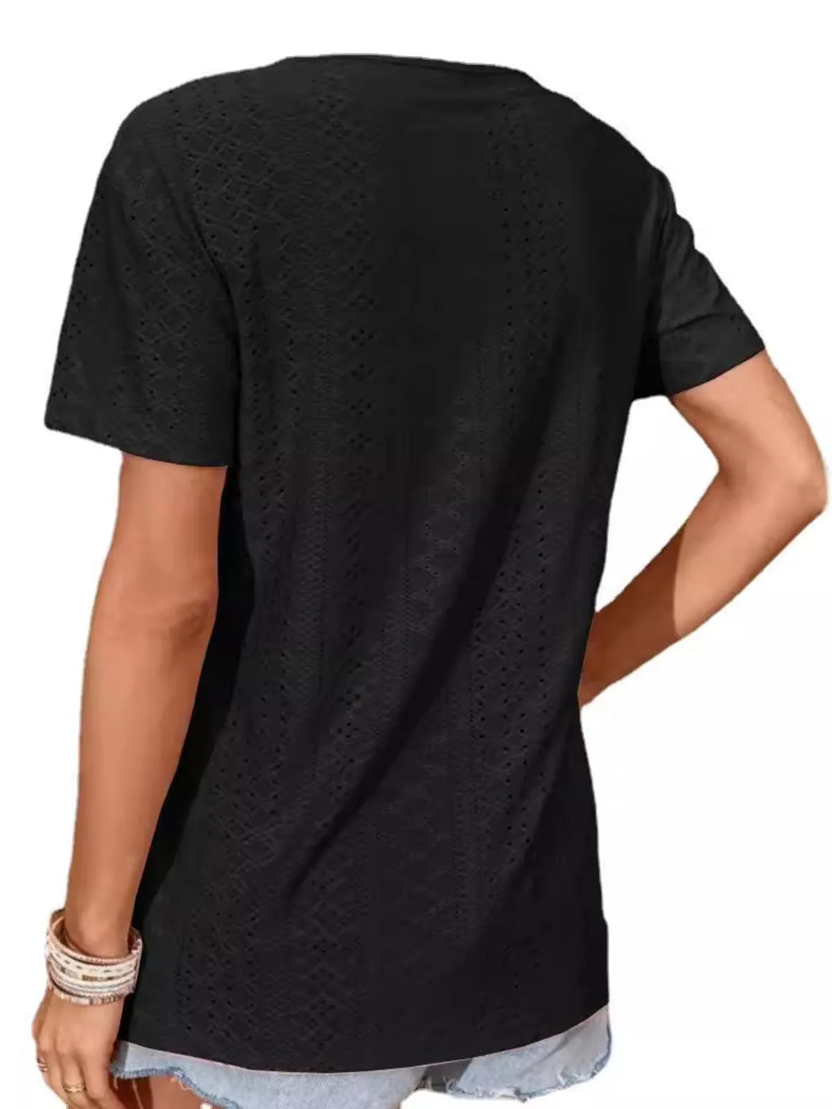 Eyelet Crisscross Short Sleeve T-Shirt