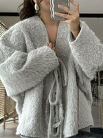 Textured Knit Tie-Front Outerwear