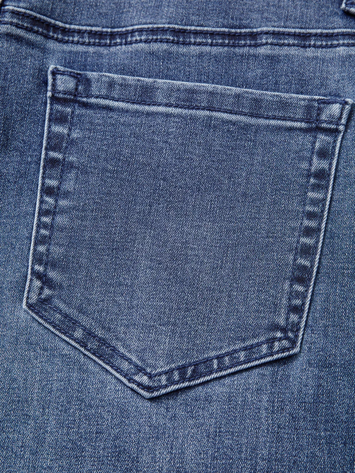 High Waist Button Zip Flare Leg Jeans