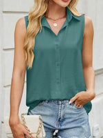 Button Down Collared Neck Tank