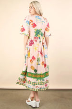 VERY J Button Down Printed Midi Dress