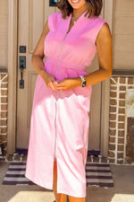 Sleeveless Zipper Front Midi Dress