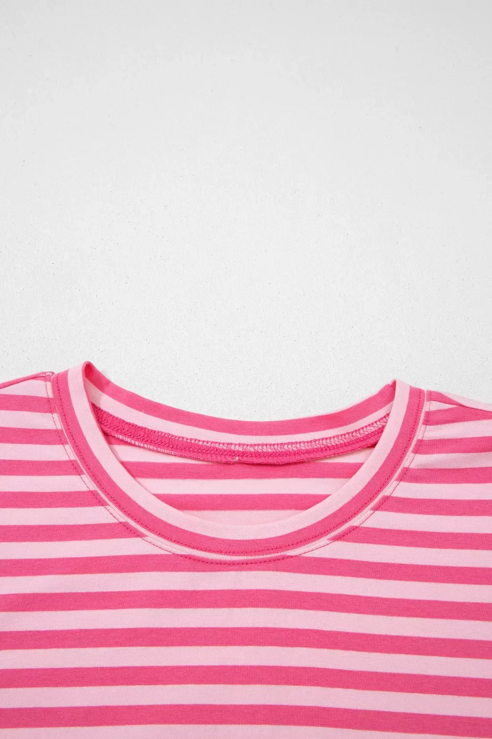 Stripe Drop Shoulder Round Neck Top and Buttoned Straight Pants Two Piece Set