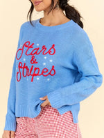 Stars and Stripes Patriotic Drop Shoulder Sweater