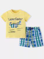 Children's Dinosaur Round Neck Tee and Shorts Set