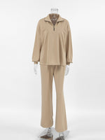Quarter Zip Long Sleeve Top and Pants Set