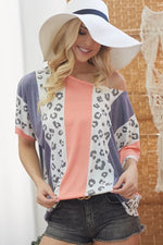 BiBi Leopard Stripe Printed French Terry Oversized Top