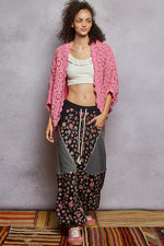 POL Floral Pattern Open Front Cardigan