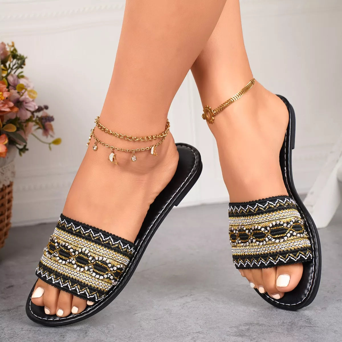 Open Toe Flat Sandals