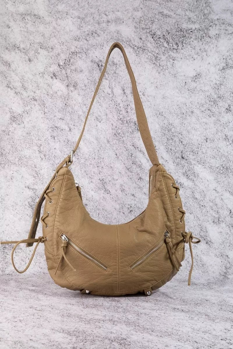Fame Larger Leather Crescent Shoulder Bag