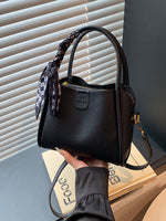 Leather Crossbody Bag with Scarf Accent
