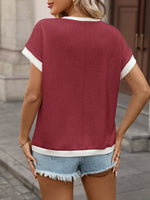 Contrast Trim Short Sleeve T-Shirt – Neutral Tones