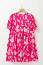 Ruffled Printed Short Sleeve Mini Dress