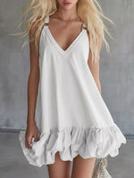 Full Size V-Neck Bubble Hem Mini Dress Plus Size