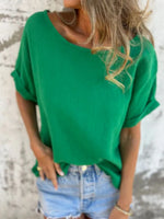 Full Size Round Neck Short Sleeve T-Shirt Plus Size