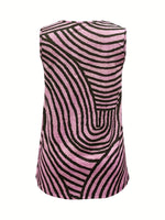 Sleeveless Zebra Print Button-Up Tank Top