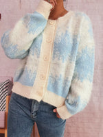 Ribbed Hem Button Up Cardigan