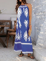 Devine Grecian Neck Printed Maxi Dress