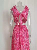 Full Size Ruffled Cutout V-Neck Maxi Dress Plus Size