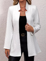 Textured Open Front Slim Fit Blazer